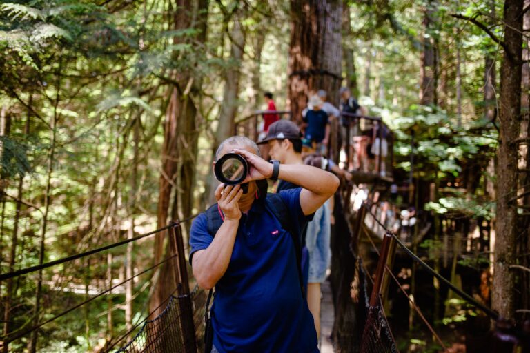 Photographer capturing Treetops Adventure at Capilano Suspension Bridge