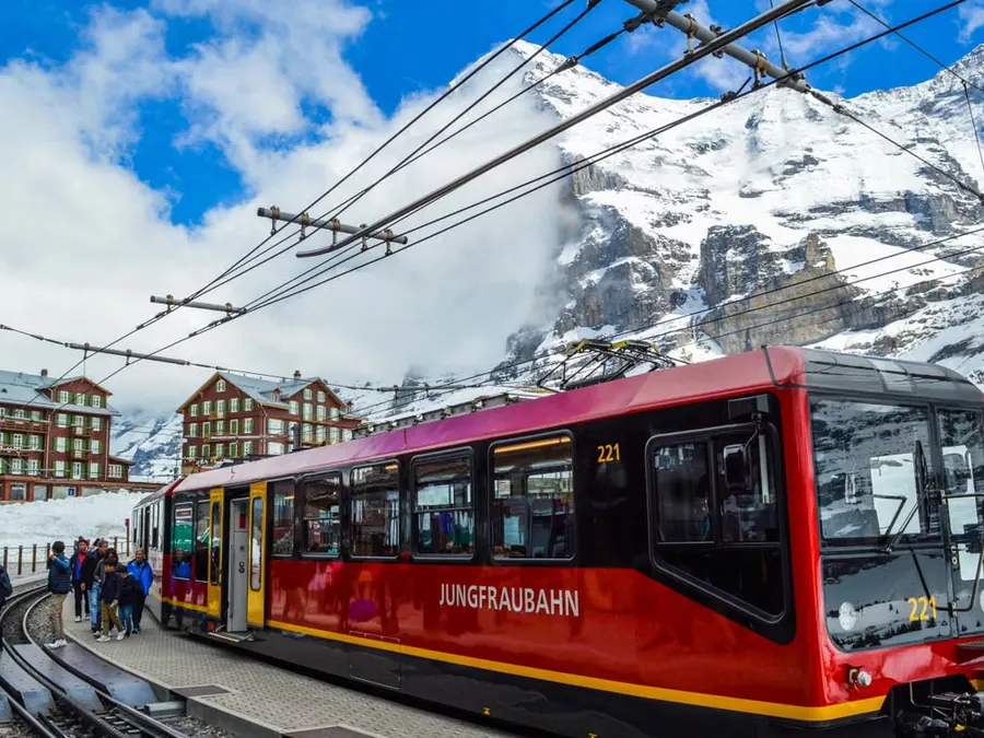 Snow-covered Swiss Alps near Interlaken in winter