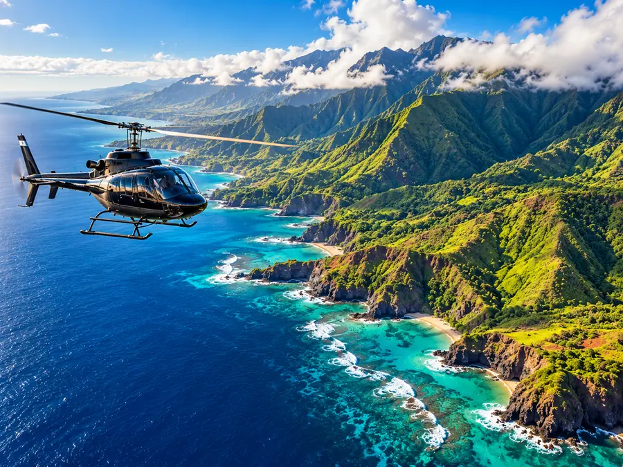 Dramatic tropical coastline and ocean in Maui, Hawaii