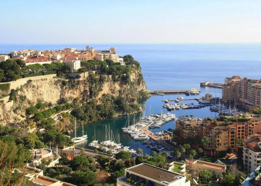 Panoramic view of Monaco-Ville and Fontvieille marina on a day trip from Cannes