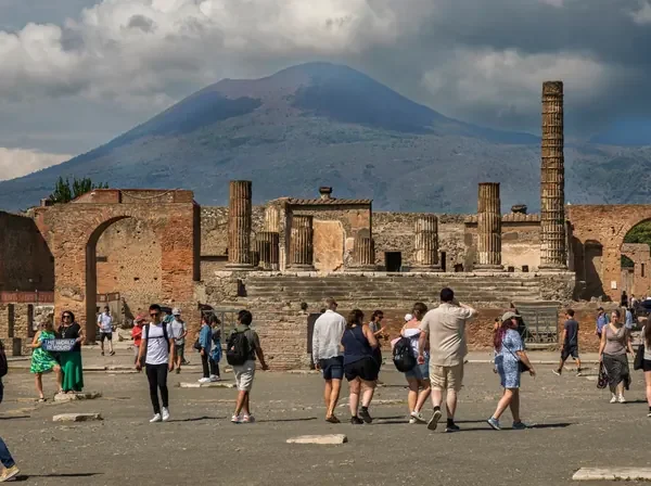 Ancient Roman ruins and archaeological remains in Pompeii