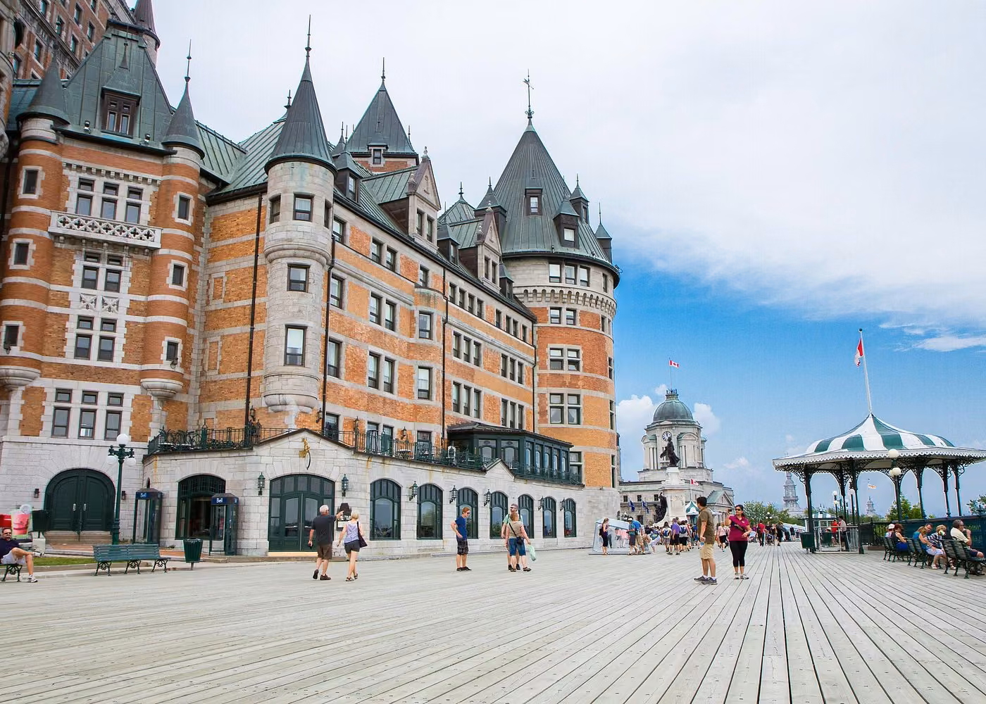 Château Frontenac and Dufferin Terrace boardwalk in Old Quebec City, Canada